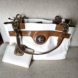 Coach Cream Leather Satchel & Matching Wallet